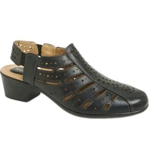 Romika Barbados Perforated Leather Pump Women's Size 10 (41) Strap Back Black